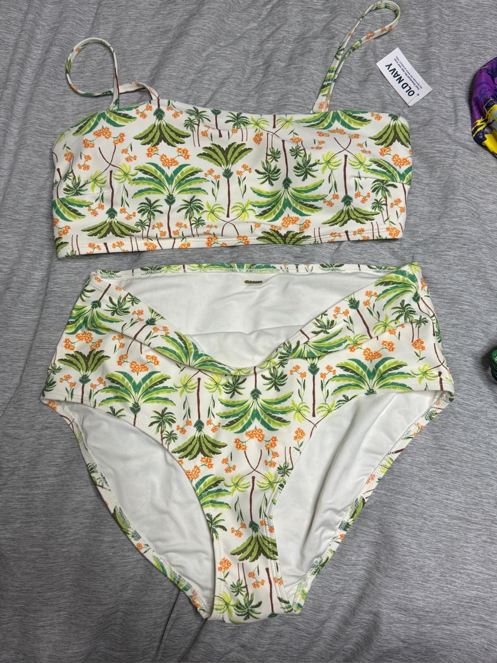 Old Navy Cream Tropical Print women Two-Piece Bikini